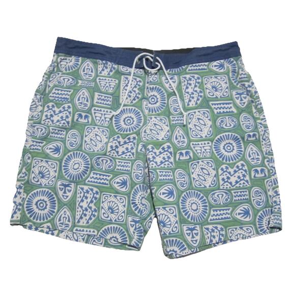 Kanvas By Katin Castaway 17” Hybrid Trunks Jade Shorts Men's Sz 34 Blue & Green - Picture 1 of 14